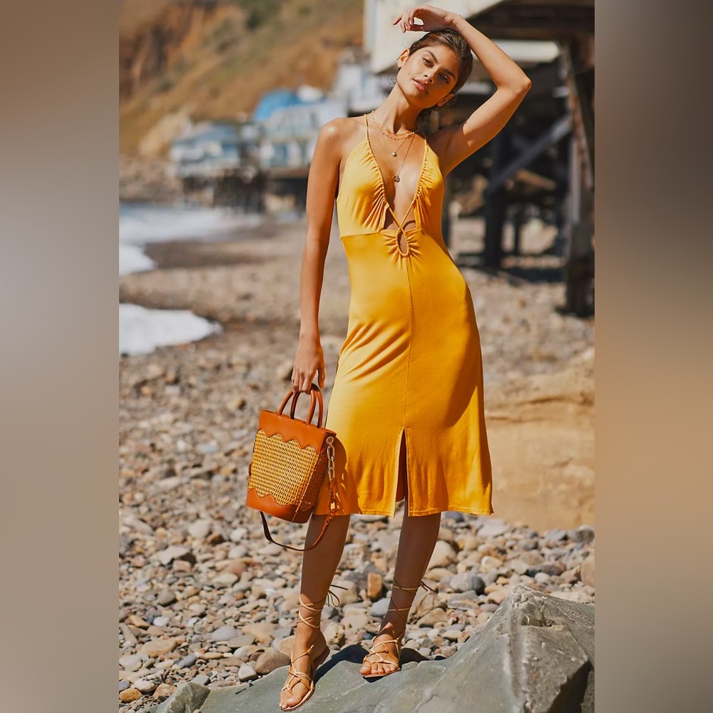 Anthropologie Yellow Midi Dress NWOT